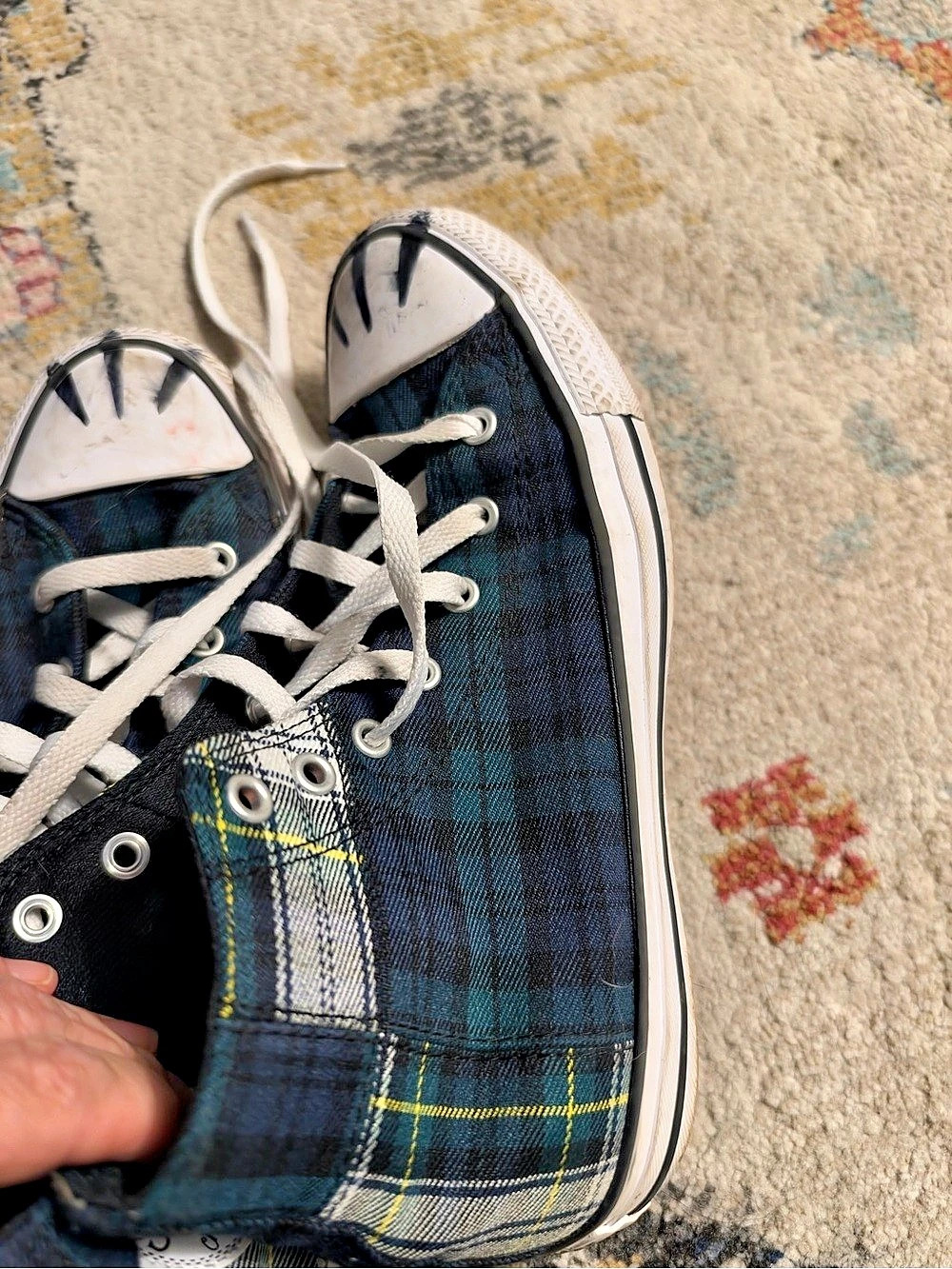 Converse Chuck Taylor All Star Plaid High Top Sneakers Blue & White US 6.5 - Picture 3 of 6